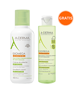 A-derma Exomega Control krema 400 ml, POKLON Exomega Control emolijentni gel za čišćenje 2u1 200 ml