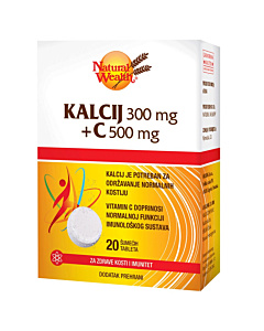 Natural Wealth Kalcij 300 mg + C500 mg šumeće tablete