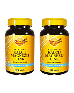 Natural Wealth Kelatirani Kalcij Magnezij Cink 1+1 GRATIS